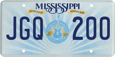 MS license plate JGQ200