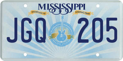 MS license plate JGQ205