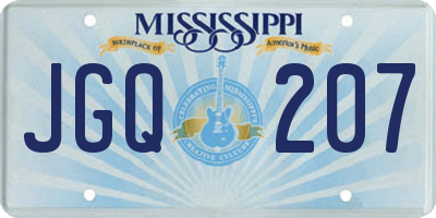 MS license plate JGQ207