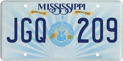 MS license plate JGQ209