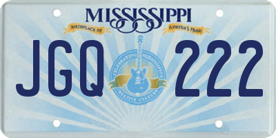 MS license plate JGQ222