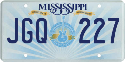 MS license plate JGQ227