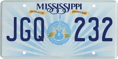 MS license plate JGQ232
