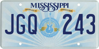 MS license plate JGQ243