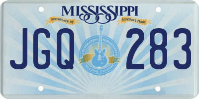 MS license plate JGQ283