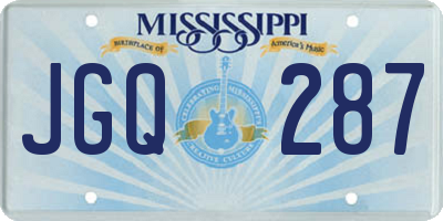MS license plate JGQ287