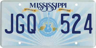 MS license plate JGQ524