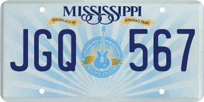 MS license plate JGQ567