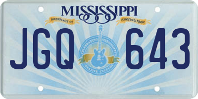 MS license plate JGQ643