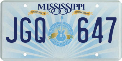 MS license plate JGQ647