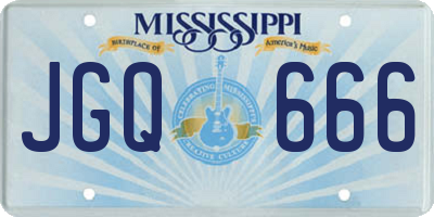 MS license plate JGQ666