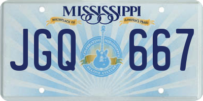 MS license plate JGQ667