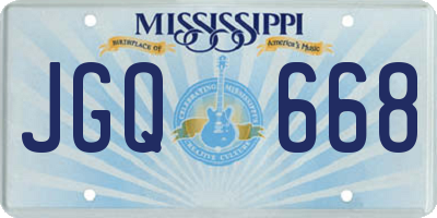 MS license plate JGQ668