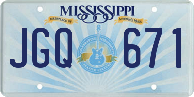 MS license plate JGQ671
