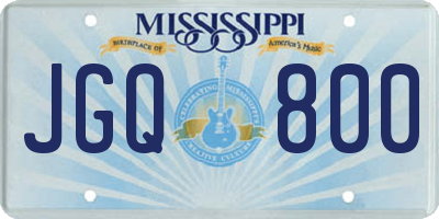 MS license plate JGQ800