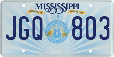 MS license plate JGQ803