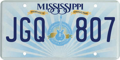 MS license plate JGQ807