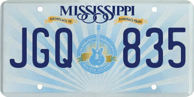 MS license plate JGQ835