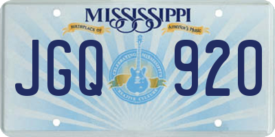 MS license plate JGQ920