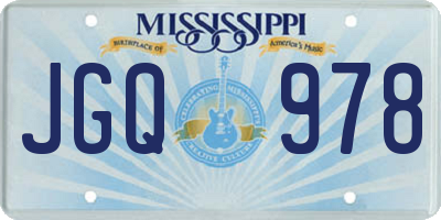 MS license plate JGQ978