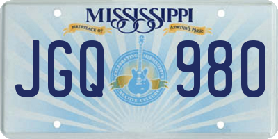 MS license plate JGQ980