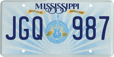 MS license plate JGQ987