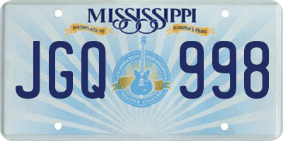 MS license plate JGQ998