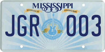 MS license plate JGR003