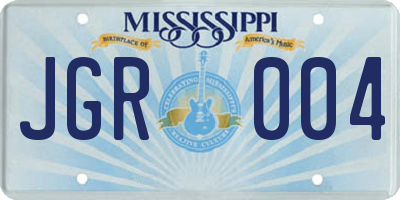 MS license plate JGR004