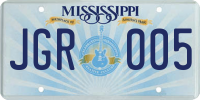 MS license plate JGR005