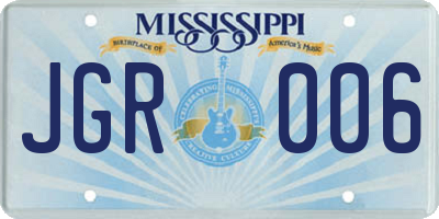 MS license plate JGR006