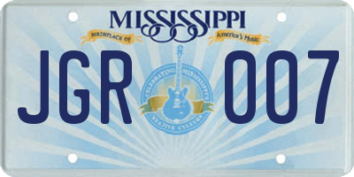 MS license plate JGR007