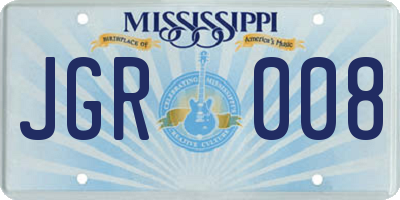 MS license plate JGR008