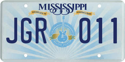 MS license plate JGR011