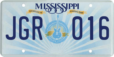 MS license plate JGR016