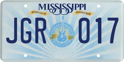 MS license plate JGR017