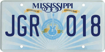 MS license plate JGR018