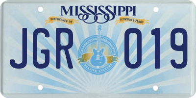 MS license plate JGR019