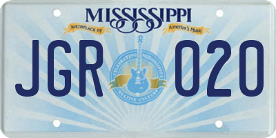 MS license plate JGR020