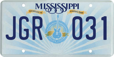MS license plate JGR031
