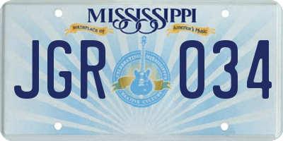 MS license plate JGR034