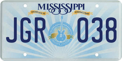 MS license plate JGR038