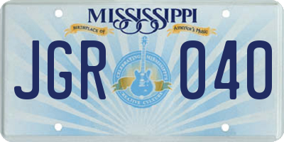 MS license plate JGR040