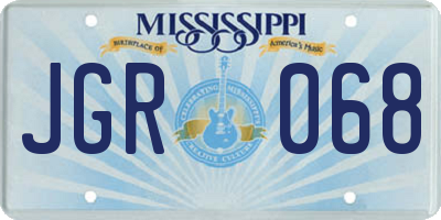 MS license plate JGR068