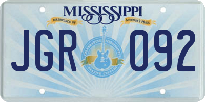 MS license plate JGR092
