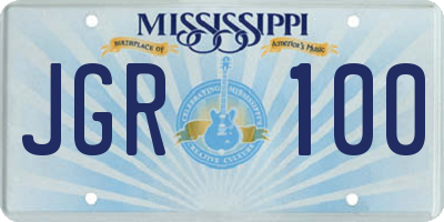 MS license plate JGR100