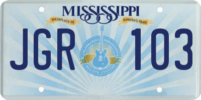 MS license plate JGR103