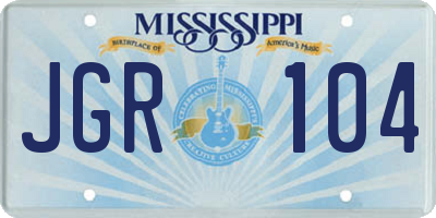 MS license plate JGR104