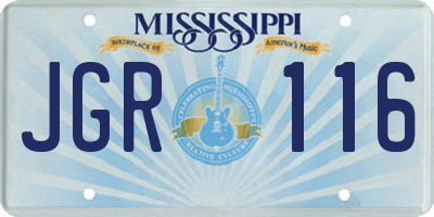MS license plate JGR116