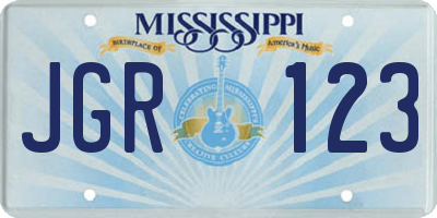 MS license plate JGR123